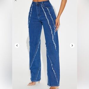 High-Waisted Blue Distressed Jeans